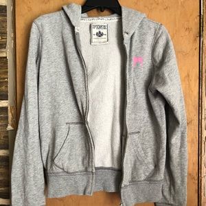 Pink full zip sweater